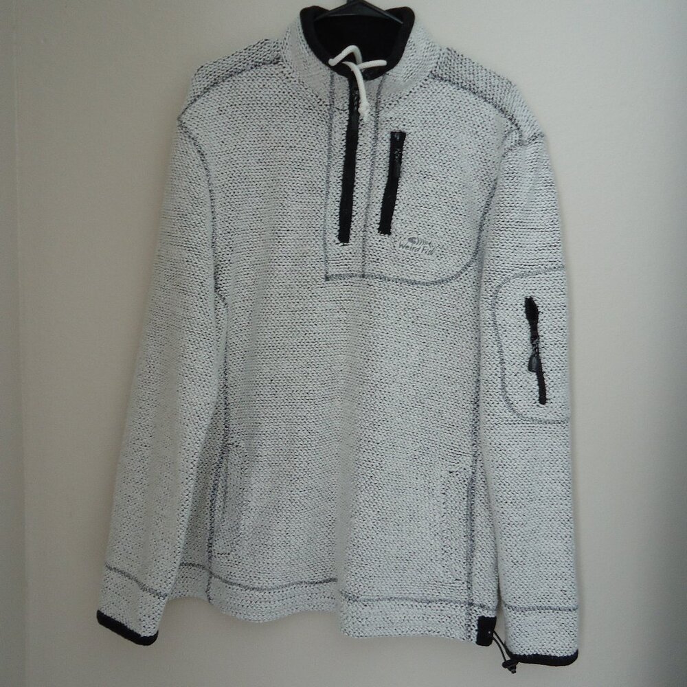 SIZE L. Weird Fish Eco Macaroni Fabric 1/4 Zip in Ecru heavy pullover.